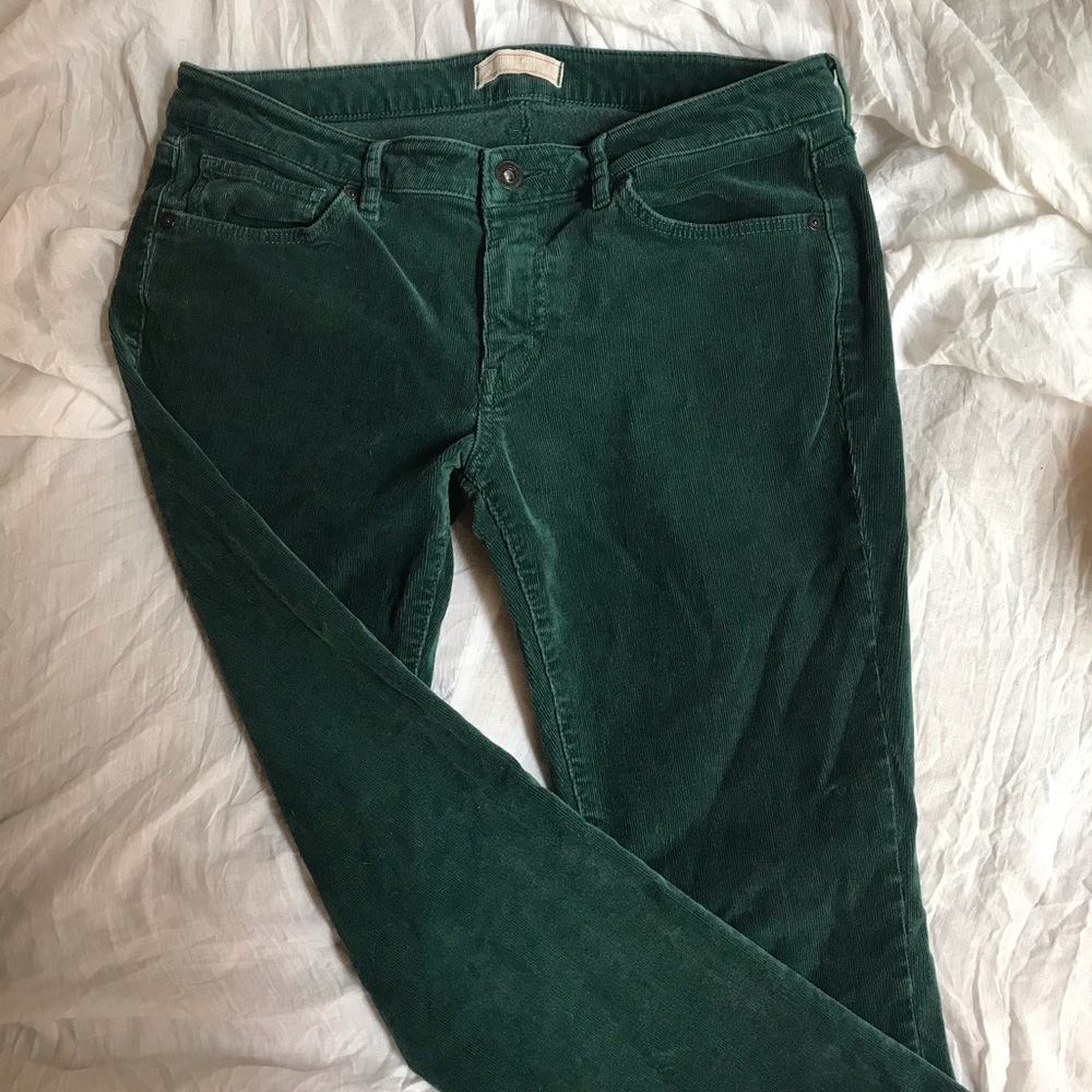 Green corduroy low rise pants